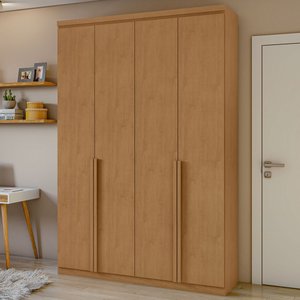 Guarda-roupa Solteiro Alonzo 4 Portas 2 Gavetas 100% Mdf Amêndoa Clean - Móveis Lopas