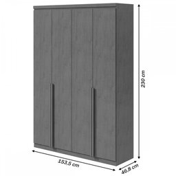 Guarda-roupa Solteiro Alonzo 4 Portas 2 Gavetas 100% Mdf Amêndoa Clean - Móveis Lopas - 4