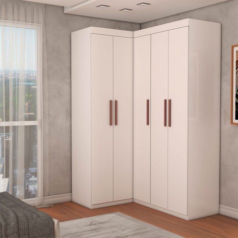 Guarda-roupa Solteiro Modulado Odisseia 5 Portas 12 Prateleiras Branco - Panorama Móveis