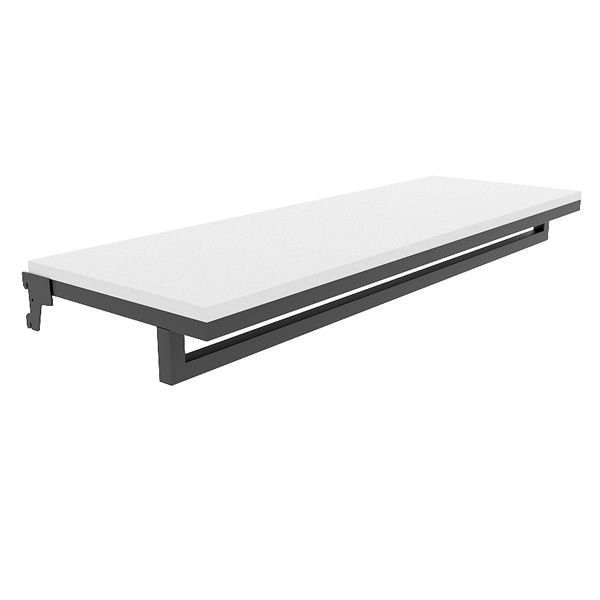 Prateleira com Cabideiro para Cremalheira 90 x 30cm Comac - Branco/Preto