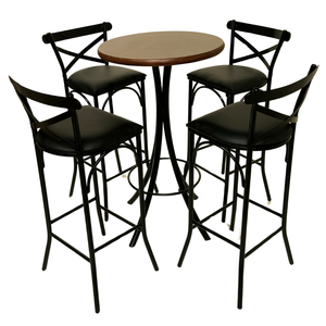 Conjunto de Bistrô Katrina com 4 Banquetas - Dg Móveis:imbuia/preto