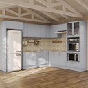 Ver imagem 1 de Cozinha Planejada 12 Peças sem Tampo com Cristaleira e Kit Lat Marselha CabeCasa MadeiraOriginals Azul/Sereno