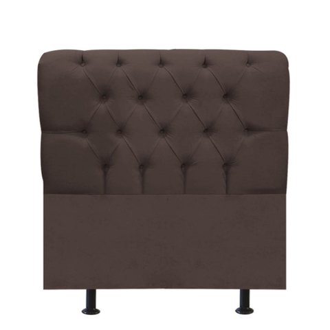 Cabeceira Estofada Cama Box Solteiro 90cm París Corino Marrom- Mabe Magazine