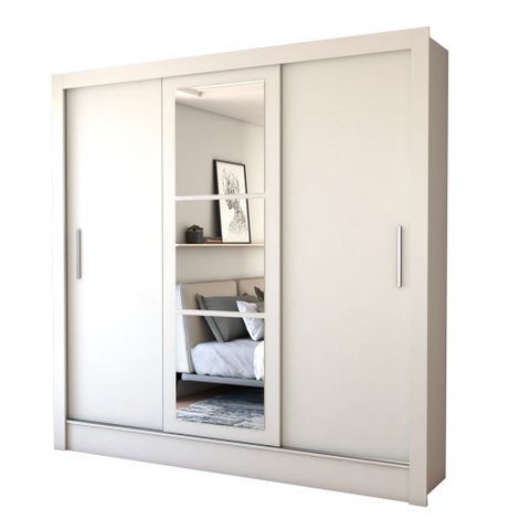 Guarda-roupa Casal Castela 3 Portas 3 Gavetas com Espelho Branco - Panorama Móveis