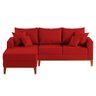 Sofá 3 Lugares Beny com Chaise Esquerdo Suede Vermelho - 1
