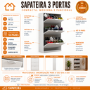 Ver imagem 3 de Sapateira Vertical 3 Portas Basculantes 18 Pares Armário Multiuso Quarto Hall de Entrada Branco