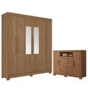 Ver imagem 1 de Guarda Roupa Casal com Cômoda Toledo 6 Portas de Bater 2 Gavetas MDP Jatobá Acetinado Santos Andir