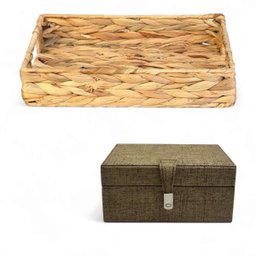 Kit Decoração Paramount Cesto Seagrass + Caixa Cor Areia - 1