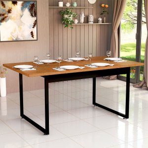 Mesa Retangular 160x80 para Sala de Jantar Estilo Industrial Moderno Tampo Mdf sem Vidro:nature