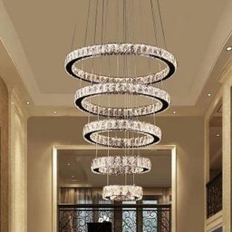 Lustre Pendente 5 Anéis Cristal LED 168W 3000K Bivolt PARIS LUZ - 1