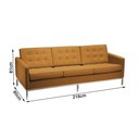 Ver imagem 2 de Sofá Florence Knoll 3 Lugares Cromado em Couro Natural Caramelo
