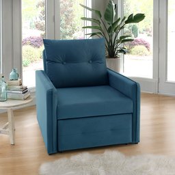 Poltrona Icaria 3 em 1 Poltrona Chaise Cama Azul Estofama - 8