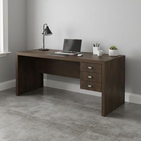 Escrivaninha Mesa Escritório com Reversível ME4113 3 Gavetas 155cm Rustico