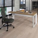 Ver imagem 7 de Mesa Escrivaninha Industrial F5 Office g sem Gavetas MDP 190cm Macadâmia com Branco F5