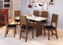 Ver imagem 1 de Conjunto Sala de Jantar Fidelitá Atenas 150cm com 6 Cadeiras Noce/off-white Assento Preto