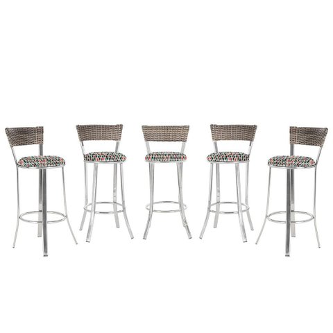 Banqueta Bistro para Bar, Cozinha, Balcão em Alumínio e Fibra Tc Zanutto 5 Unidades Capuccino