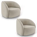 Ver imagem 1 de Poltrona para Sala Orgânica Kit 2 Zion M22 Veludo Bege - Mpozenato