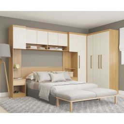 Roupeiro Modulado Selene de Canto 10 Portas 2 Mesa de Cabeceira e Cabeceira - 2