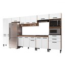Ver imagem 2 de Armário de Cozinha Amanda 16 Portas 3 Gaveta Freijó/branco - Pnr Móveis