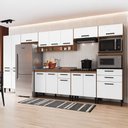 Ver imagem 1 de Armário de Cozinha Amanda 16 Portas 3 Gaveta Freijó/branco - Pnr Móveis