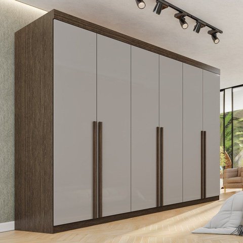 Guarda-Roupa Casal 6 Portas 8 Gavetas Florianópolis 100% MDF Marrom/New Canion/Off White