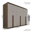Ver imagem 4 de Guarda-Roupa Casal 6 Portas 8 Gavetas Florianópolis 100% MDF Marrom/New Canion/Off White