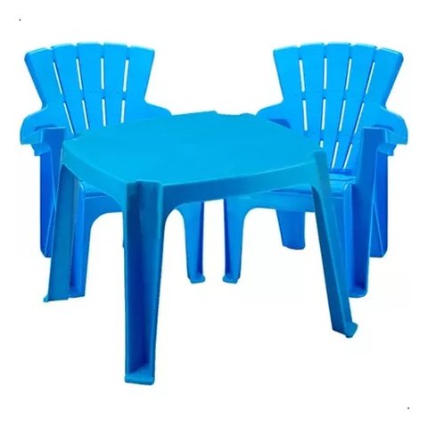 Conjunto de Mesa e 2 Cadeiras Infantil Americana Azul Color