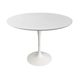 Mesa de Jantar Saarinen Tulipa Redonda - 107 Cm - Laca Acetinada Branca com Vidro - 3