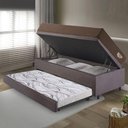 Ver imagem 3 de Bicama Box Baú Solteirão com Suede Cinza 96x203 com Colchão Relax Adorabile Molas Ensacadas Ecoflex
