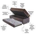 Ver imagem 5 de Bicama Box Baú Solteirão com Suede Cinza 96x203 com Colchão Relax Adorabile Molas Ensacadas Ecoflex