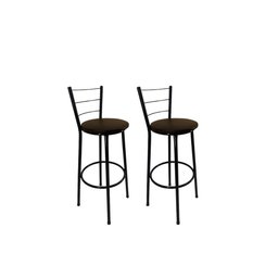 Kit 2 Banqueta Alta Preta Cozinha Gourmet Americana Balcão:marrom - 1