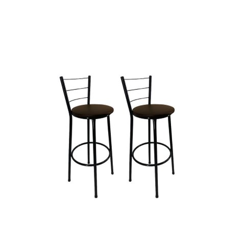 Kit 2 Banqueta Alta Preta Cozinha Gourmet Americana Balcão:marrom