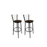 Kit 2 Banqueta Alta Preta Cozinha Gourmet Americana Balcão:marrom - 1