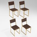 Ver imagem 1 de Kit 4 Cadeiras Para Cozinha Estofada Industrial Riviera Dourada Don Castro Decor Riviera Industrial 