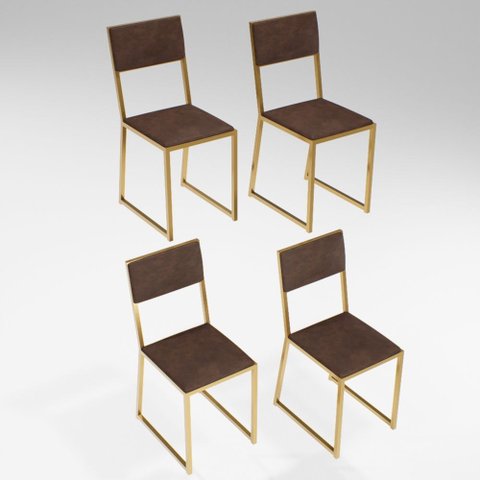 Kit 4 Cadeiras Para Cozinha Estofada Industrial Riviera Dourada Don Castro Decor Riviera Industrial 