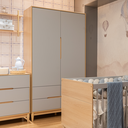 Ver imagem 3 de Combo berço+Cômoda+Guarda Roupa Tomi Carvalho / Cinza-Quater