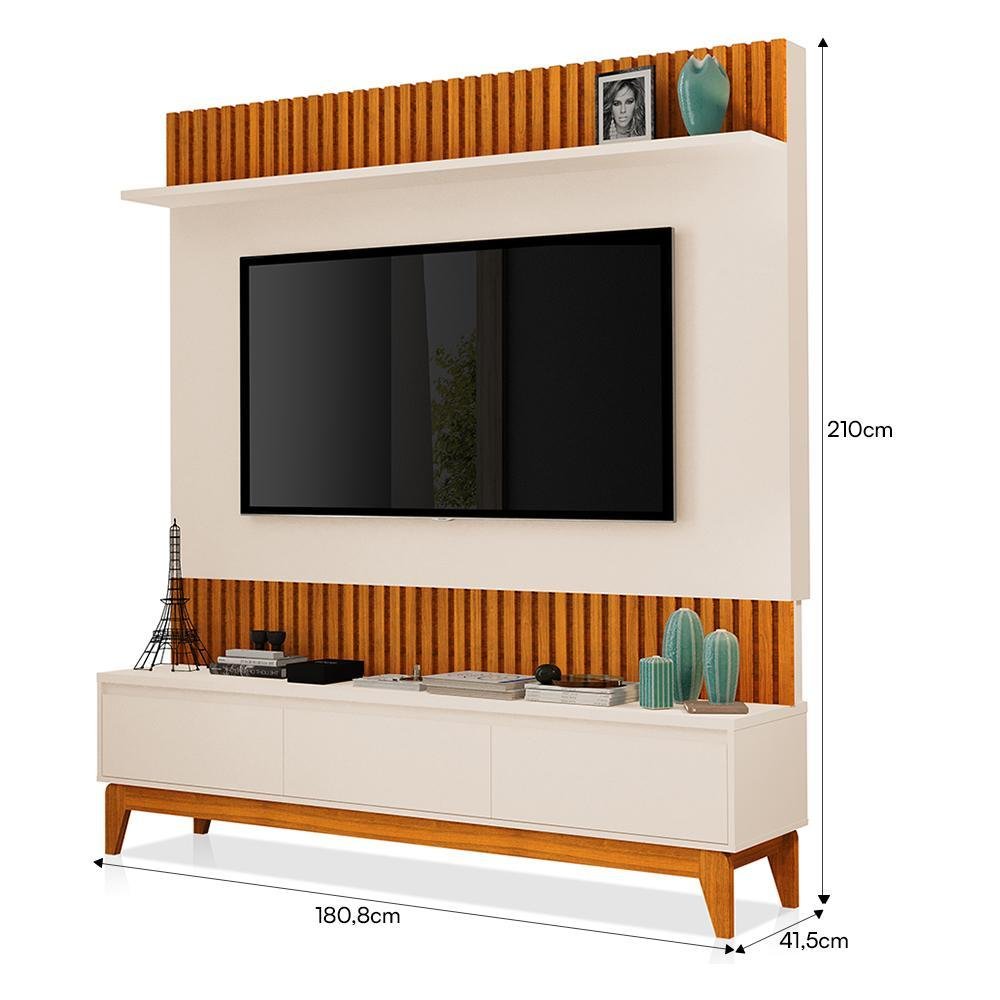 Estante Home Theater Antalya Freijó/off White para Tv até 75” - Móveis Luapa - 5