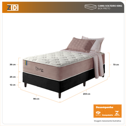 Cama Box Solteiro King Preto + Colchão Molas Ensacadas Visco Gel Charlotte 96x203x73cm - 2