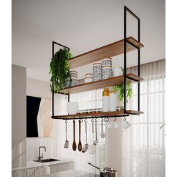 Nicho de Teto Indústrial Denver 120cm Preto e Freijó - 1