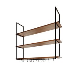 Nicho de Teto Indústrial Denver 120cm Preto e Freijó - 2