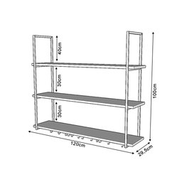 Nicho de Teto Indústrial Denver 120cm Preto e Freijó - 3