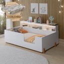 Ver imagem 1 de Cama Criança Infantil Montessoriana Juvenil Doçura com Nicho Branca + Colchão