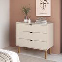 Ver imagem 1 de Cômoda para Quarto Orgânica Curva 3 Gavetas 90cm 100% BP com Pés em Madeira Maciça Aura Branco/Offwhite