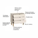 Ver imagem 6 de Cômoda para Quarto Orgânica Curva 3 Gavetas 90cm 100% BP com Pés em Madeira Maciça Aura Branco/Offwhite