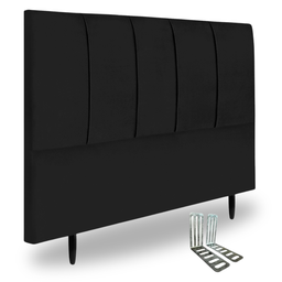 Cabeceira Casal Estofada 140cm Slim Veludo com Frames:preto - 2
