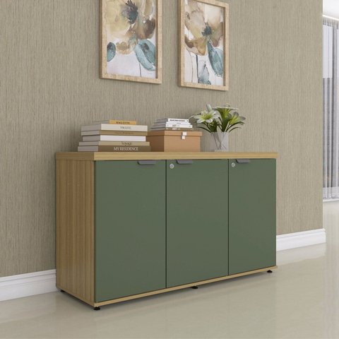 Armário para Escritório com 3 Portas com Chave 121,5cm PE40 Cinza