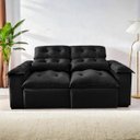 Ver imagem 1 de Sofá Retrátil e Reclinável 1,5m em Tecido Veludão Cinza C/pillow Nos Braços - Montagem Inclusa:preto