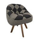 Ver imagem 1 de Poltrona Paloma Escritório Sala Giratória Madeira Suede Cappuccino e Suede Preto - Dominic Decor