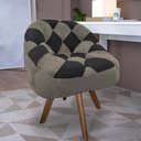 Ver imagem 2 de Poltrona Paloma Escritório Sala Giratória Madeira Suede Cappuccino e Suede Preto - Dominic Decor