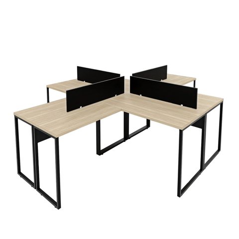 Escrivaninha Ilha em L Estação de Trabalho Mesa Industrial 240x78cm Office Bege/Dubai